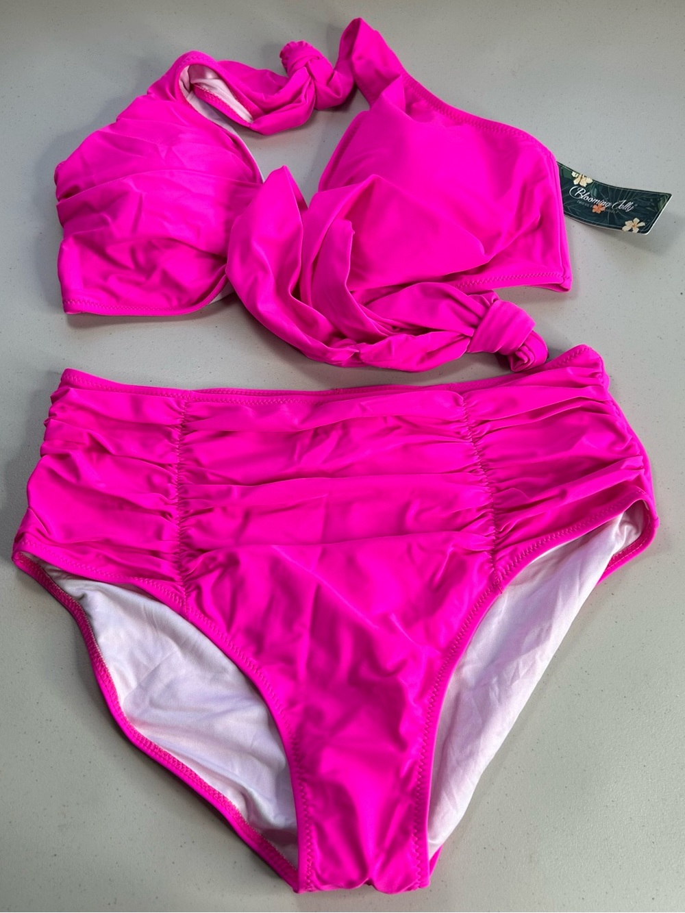 Blooming Jelly Swim Bikini Set Hot Pink XL Halter Padded New 2 Piece